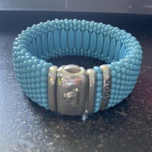 Aqua Blue LAGOS: Caviar Ceramic Wide Rope Bracelet, 23mm, comes with box